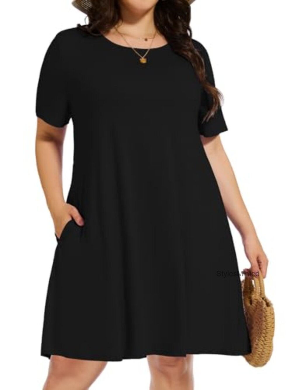 Plus Size Casual Tshirt Dress with Pockets Loose Sundress